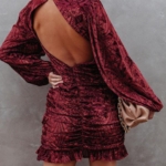 Toperth Velvet Irregular Flower Ruffled Dress – TOPERTH