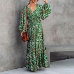 Toperth Floral V-Neck Long Seleeve Maxi Dress – TOPERTH