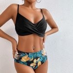 Toperth Crossover Design Solid Color Split Bikini Swimsuit – TOPERTH