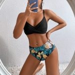 Toperth Crossover Design Solid Color Split Bikini Swimsuit – TOPERTH