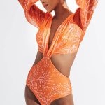 Toperth Coral Print Cut-Out One Piece Bodysuit Swimsuit – TOPERTH