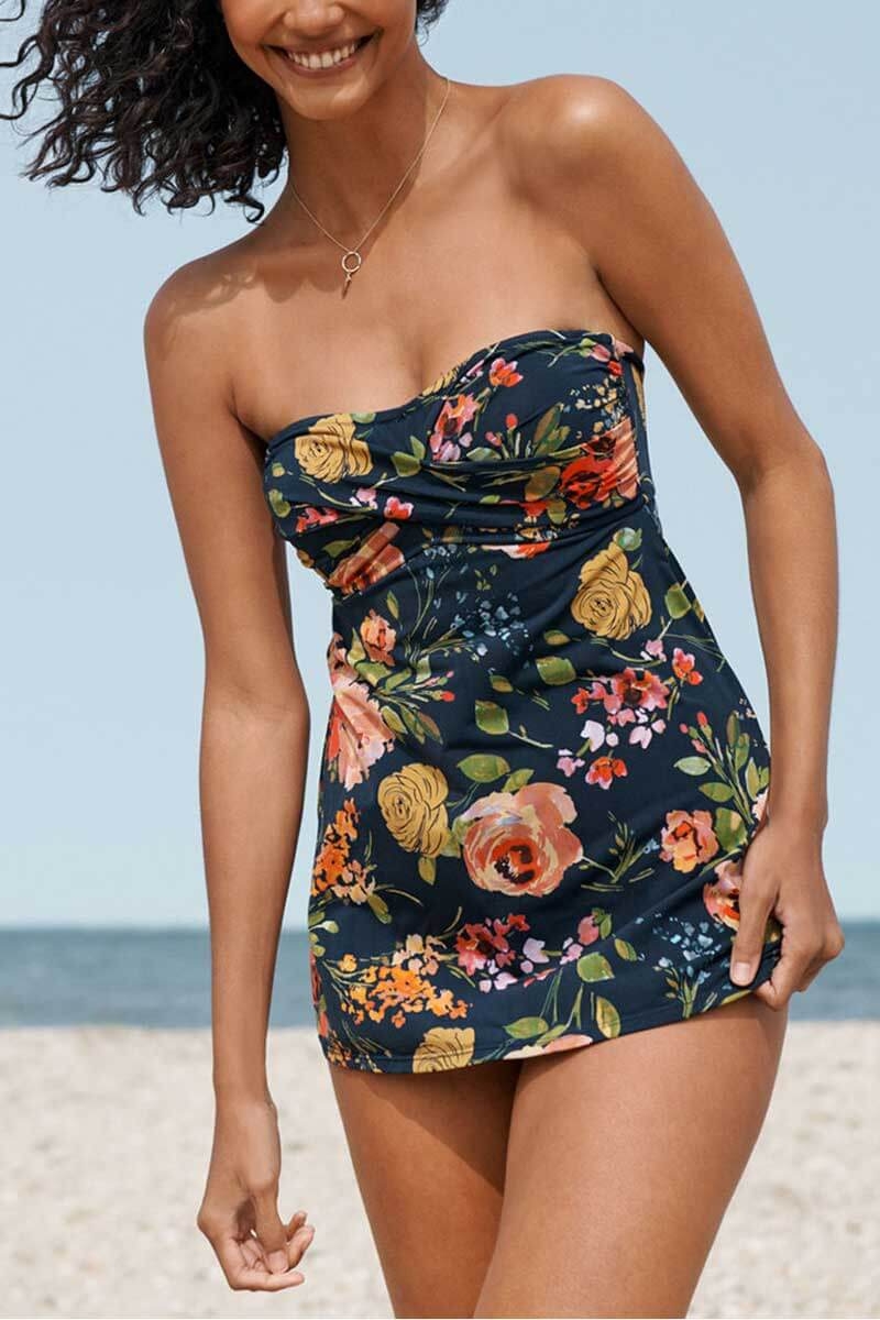 Toperth Floral Print Ruched Swim Dress – Toperth