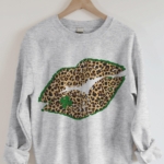 Toperth St Patricks Day Leopard Print Lips Sweatshirt – TOPERTH