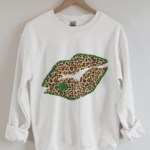 Toperth St Patricks Day Leopard Print Lips Sweatshirt – TOPERTH Toperth St Patricks Day Leopard Print Lips Sweatshirt – TOPERTH