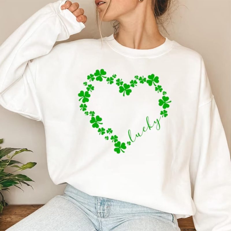 Toperth St. Patricks Day Heart Shamrock Sweatshirt – Toperth