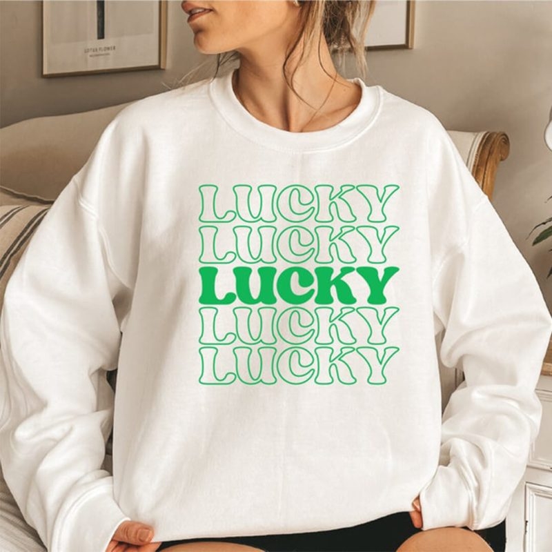 Toperth St. Patricks Day Retro Font Lucky Sweatshirt – Toperth