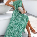 Toperth Floral Printed Strapless Tie Maxi Dress – TOPERTH