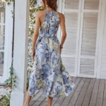 Toperth Floral Chiffon Halter Neck Casual Maxi Dress – TOPERTH