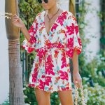 Toperth Printed Floral Batwing Sleeve Straps Rompers – TOPERTH