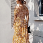 Toperth Off the Shoulder Floral Printed Maxi Dress – TOPERTH
