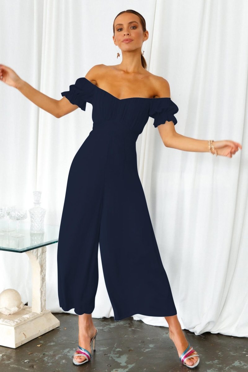 Toperth Casual Solid Color Off Shoulder Strapless Jumpsuits – Toperth