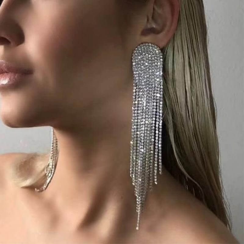 Toperth Geometric Alloy Diamond Tassel Earrings – Toperth
