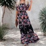 Toperth Floral Off The Shoulder Maxi Dress – TOPERTH