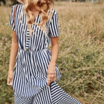 Toperth Directional Stripe Midi Dress – TOPERTH