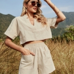 Toperth Notched Neck Crop Top and Shorts Set – TOPERTH