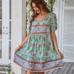 Toperth Floral Buttoned Drawstring Mini Dress – TOPERTH