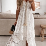 Toperth White Floral Rustic Lace Dress – TOPERTH