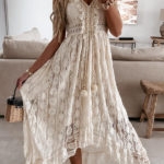 Toperth White Floral Rustic Lace Dress – TOPERTH