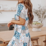 Toperth Short Hort Sleeve Mixed Floral Print Dress – TOPERTH
