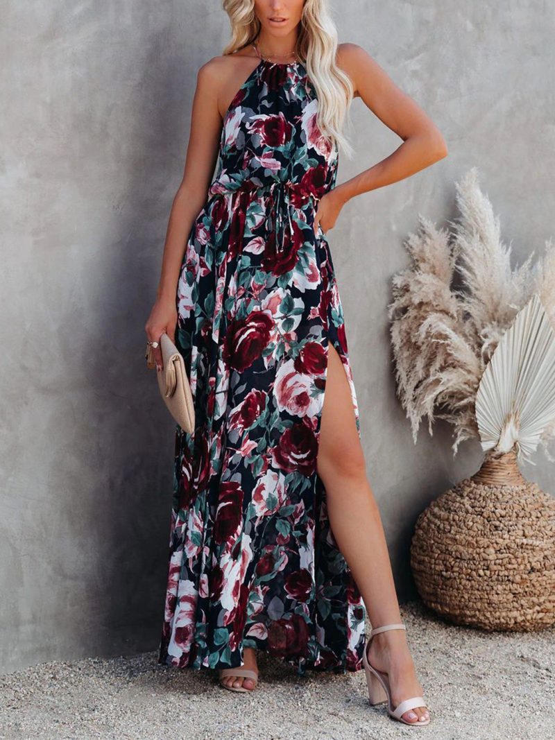 Toperth Bloomed Floral Halter Maxi Dress – Toperth