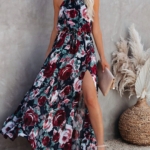 Toperth Bloomed Floral Halter Maxi Dress – TOPERTH