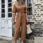 Toperth Button Down Half Sleeve Collared Jumpsuit – TOPERTH