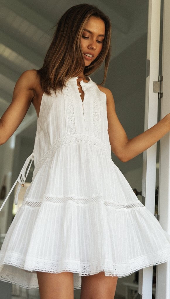 Toperth White Crochet Lace Babydoll Dress – Toperth