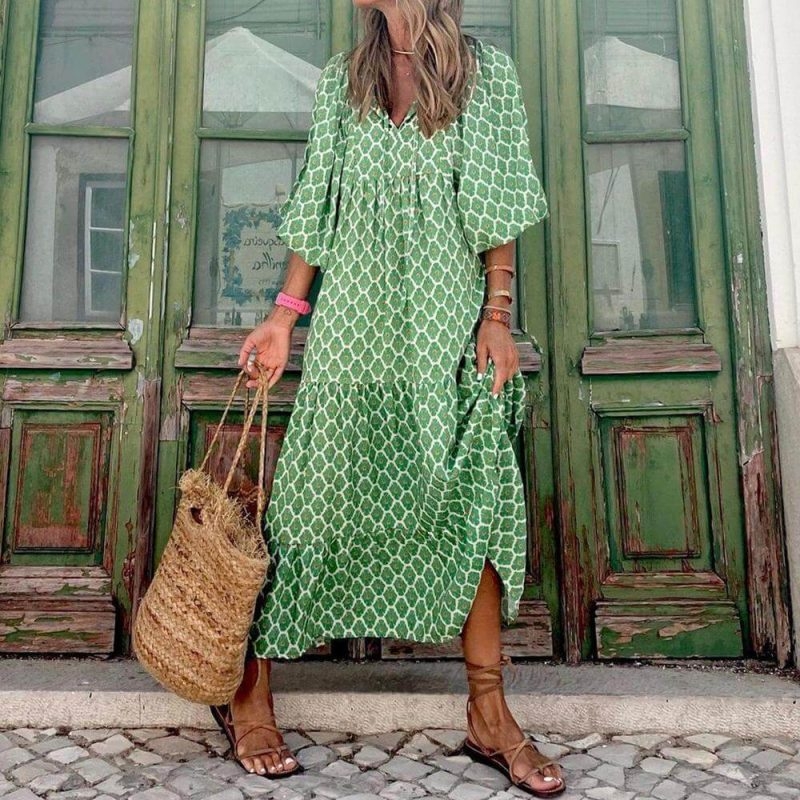 Toperth Bohemian Beauty Green Maxi Dress – Toperth
