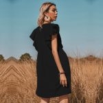 Toperth V-Neck Solid Ruffle Sleeve Mini Dress – TOPERTH
