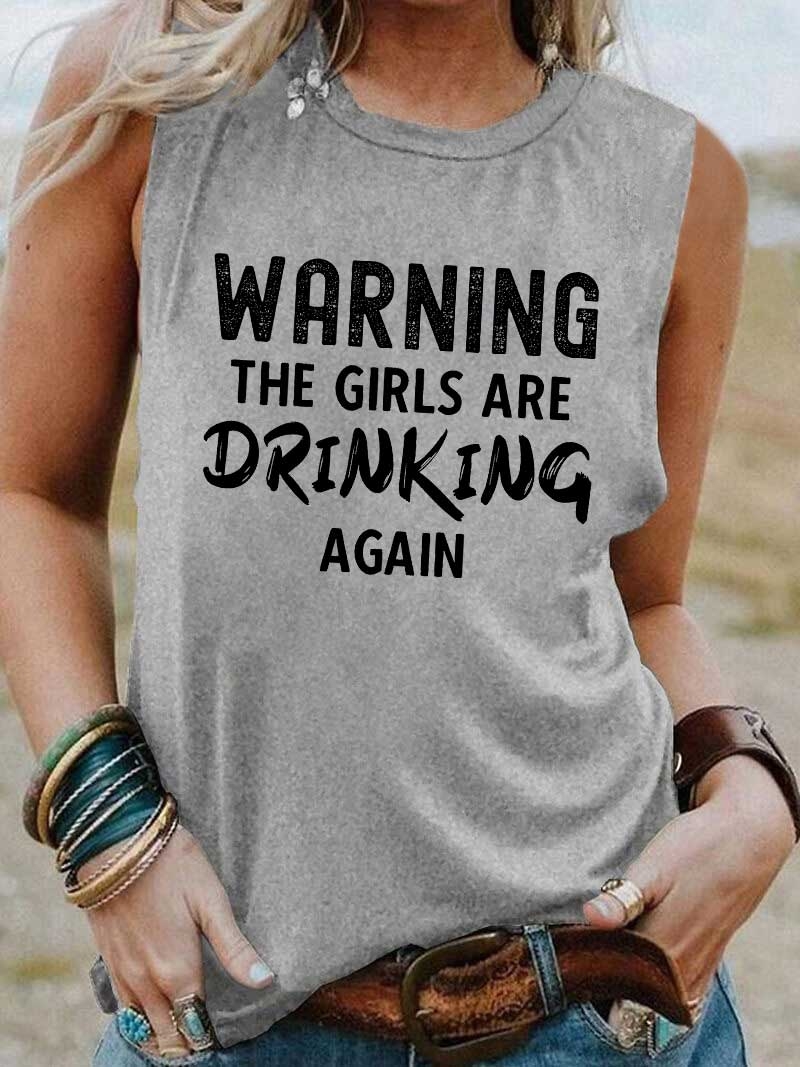 Toperth The Girls Are Drinking Again Gray Color Tank Top – Toperth