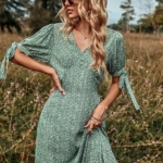 Toperth Blooming Darlin Print V-Neck Midi Dress – TOPERTH