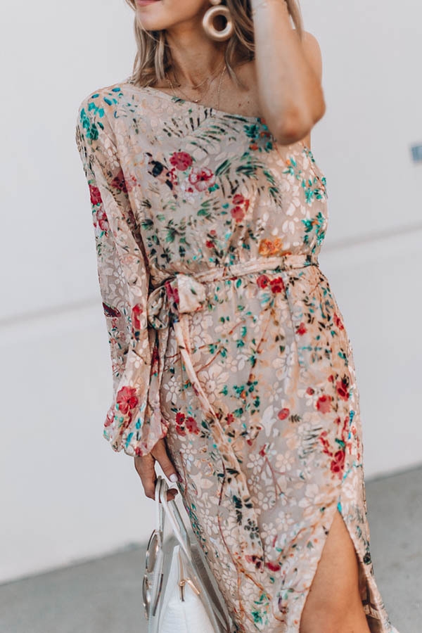 Toperth Keep It Lovely Floral One-Shoulder Midi Dress – Toperth