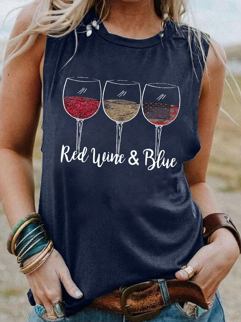 Toperth Red Wine & Blue Tank Top Shirt – Toperth