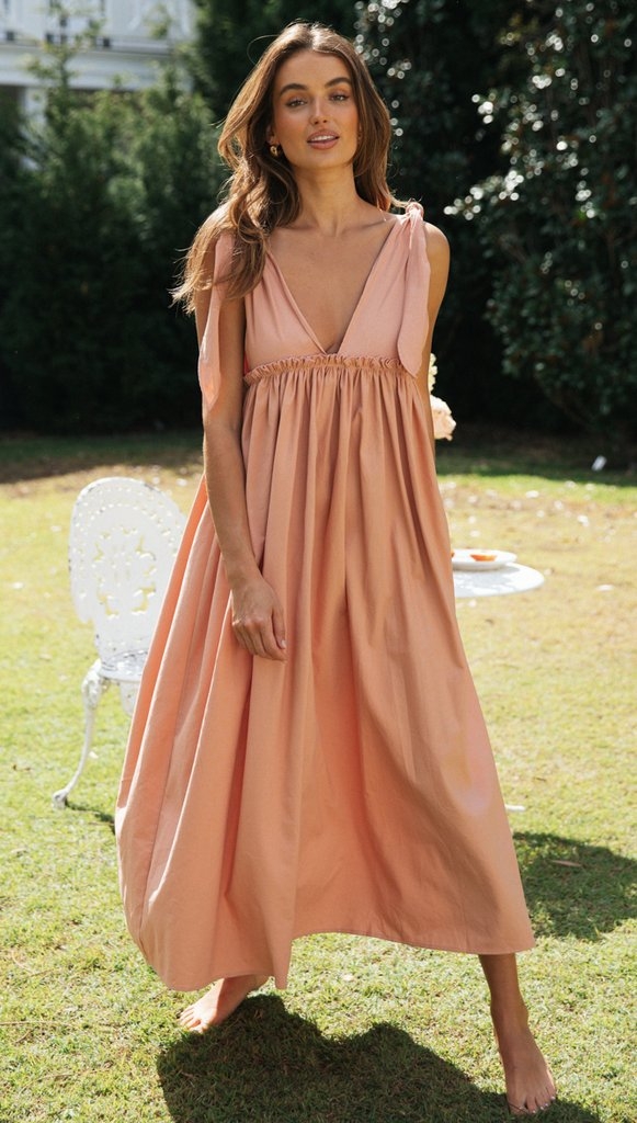 Toperth Pink V Neckline Sleeveless Bohemian Maxi Dress – Toperth
