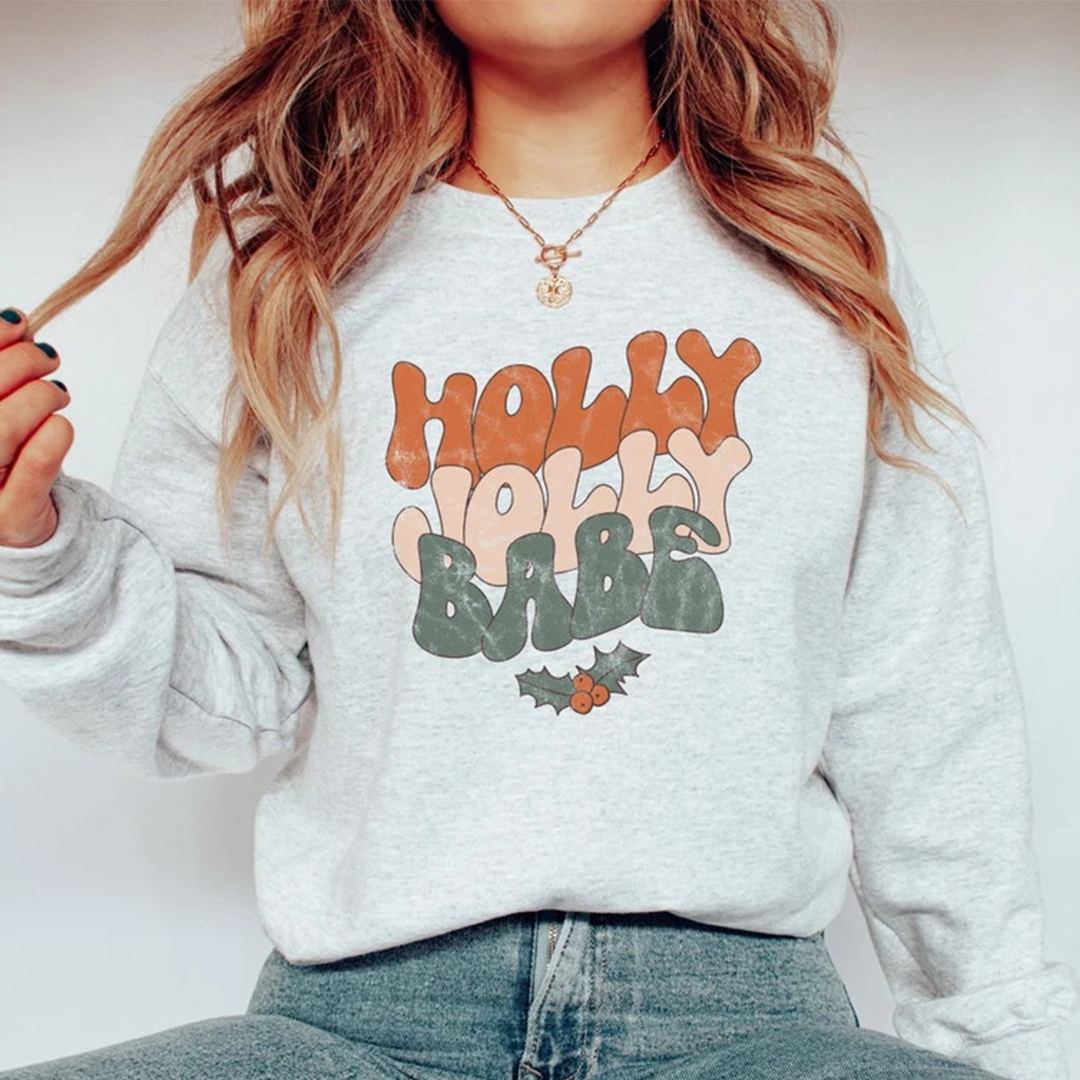 Toperth Christmas Retro Holly Jolly Babe Sweatshirt – Toperth