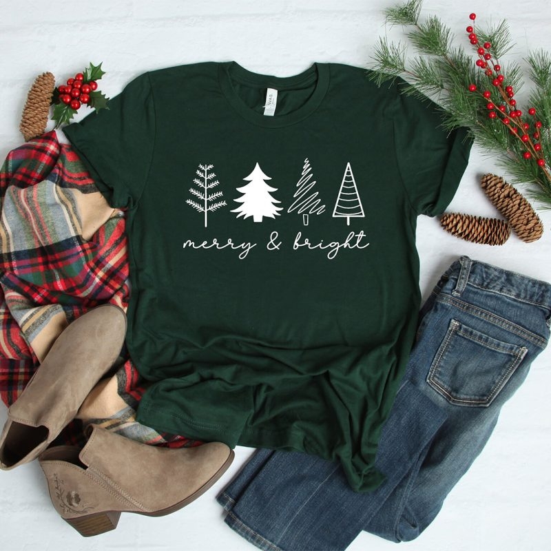 Toperth Christmas Holiday Crewneck Christmas Tree T-Shirt – Toperth