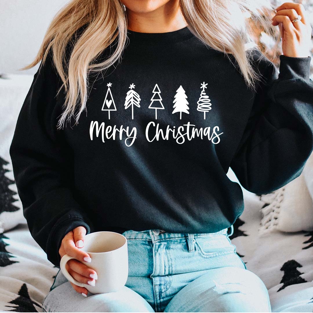 Toperth Merry Christmas Five Trees Sweatshirt – Toperth