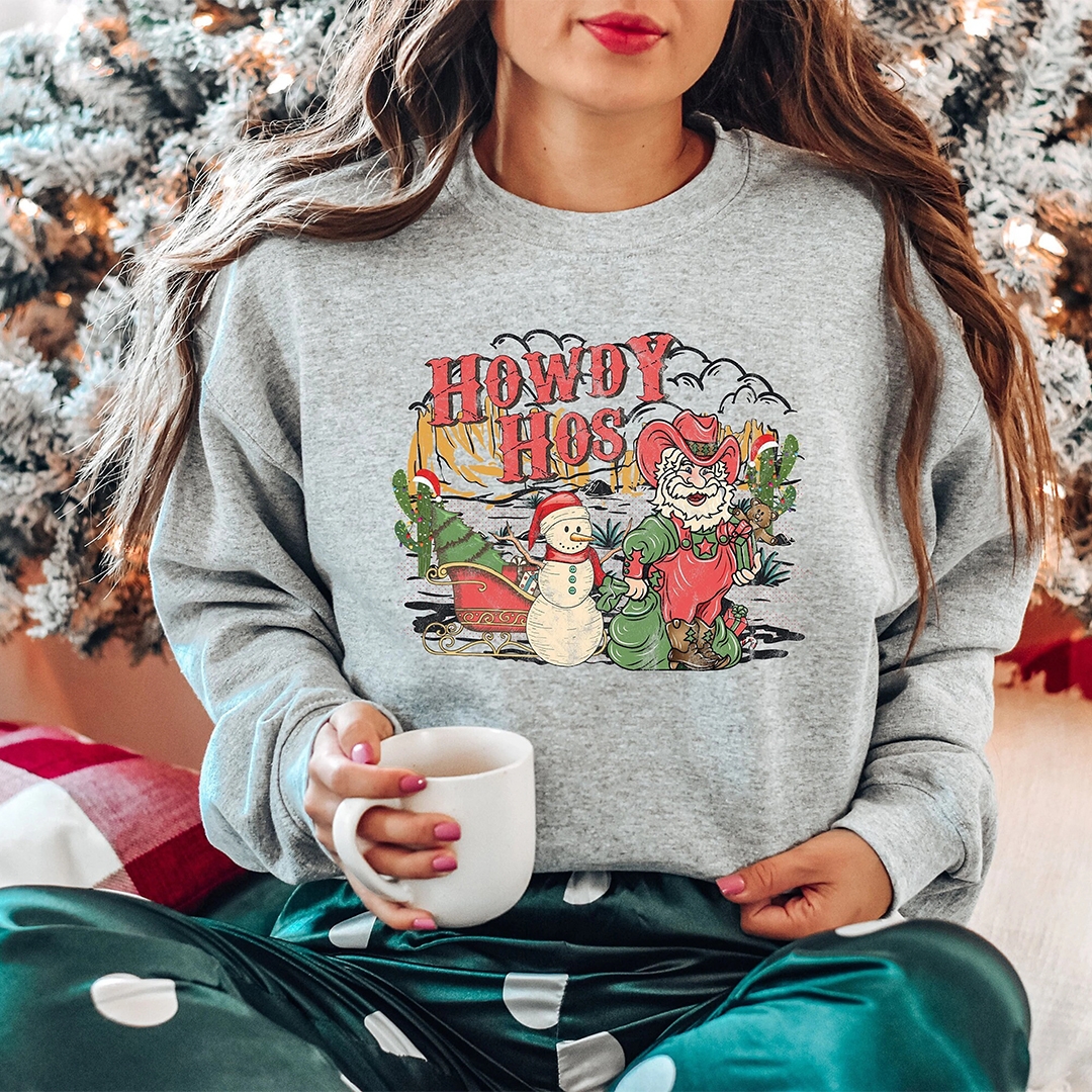 Toperth Howdy Hos Christmas Santa Cowboy Sweatshirt – Toperth
