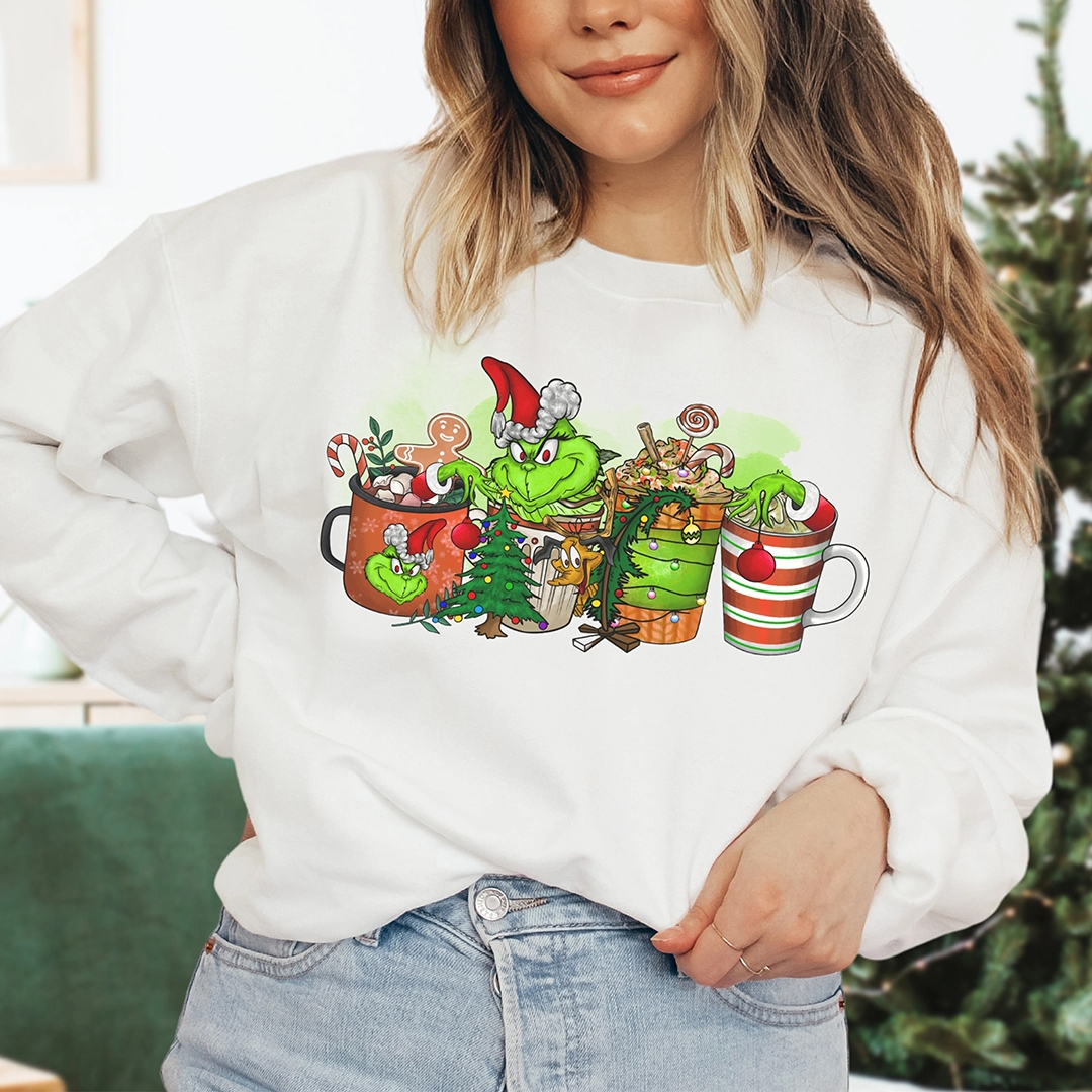 Toperth Christmas Grinch Coffee Drink Sweatshirt – Toperth