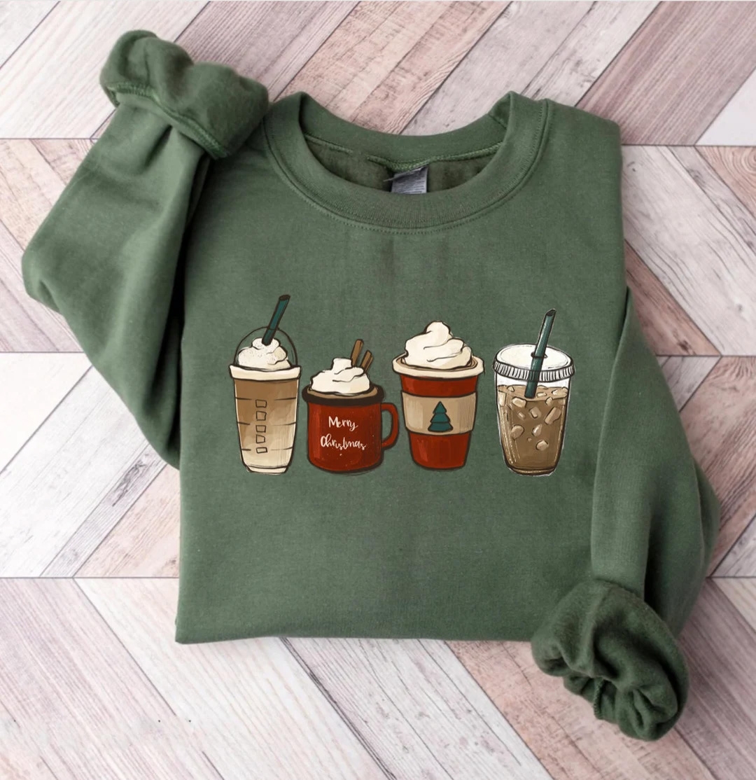 Toperth Christmas Cozy Holiday Coffee Velvet Sweatshirt – Toperth