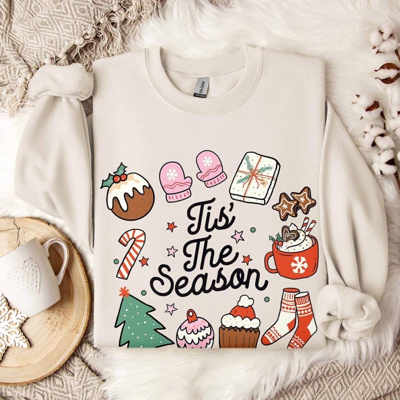 Toperth Retro Christmas Cute Tis The Season Sweatshirt – Toperth