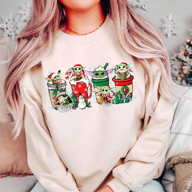 Toperth Christmas Baby Yodaa Coffee Latte Sweatshirt – Toperth