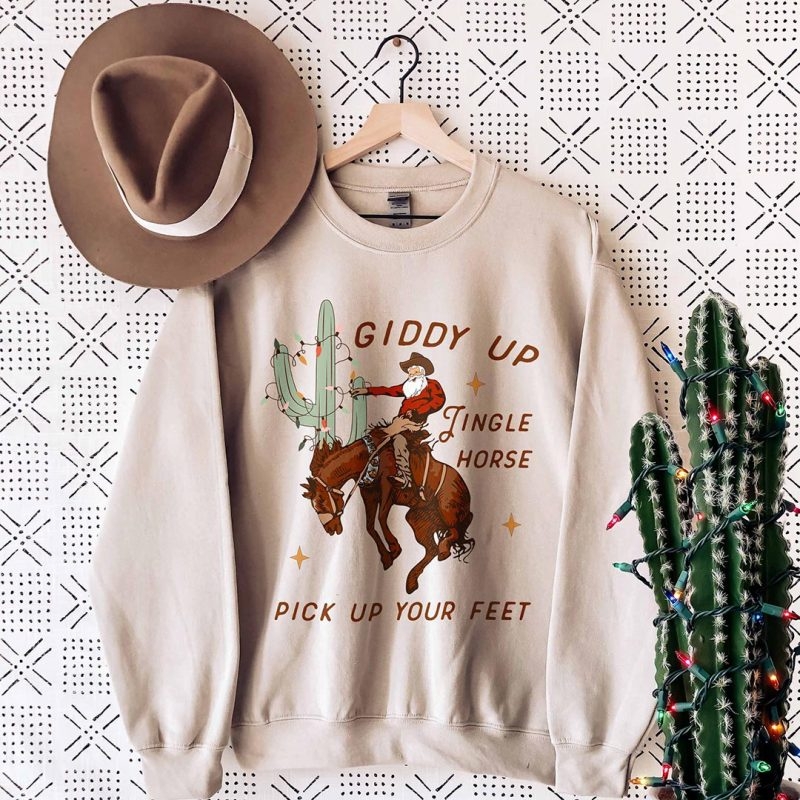 Toperth Christmas Giddy Up Jingle Horse Pick Up Your Feet Sweatshirt – Toperth