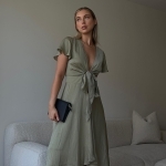 Toperth Sunny Daze Solid Color Midi Dress photo review