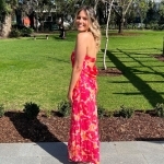 Toperth Satin Folded Floral Over Bust Maxi Dress photo review