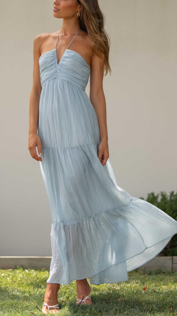 Blue Sheer Maxi Dress