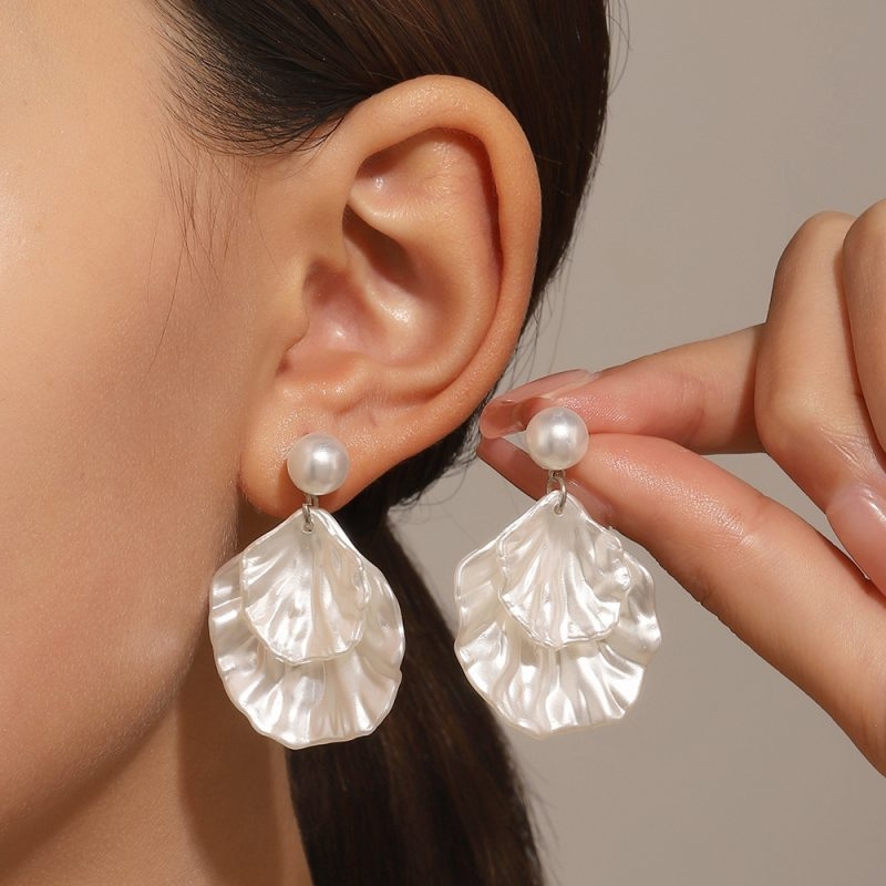 Toperth Artistic Opaque Shining Seashell Pearl Shell Earrings – Toperth