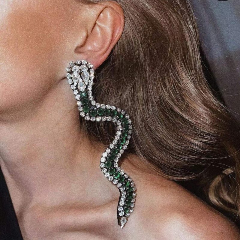 Toperth Retro Large Rhinestone Statement Snake Earrings – Toperth