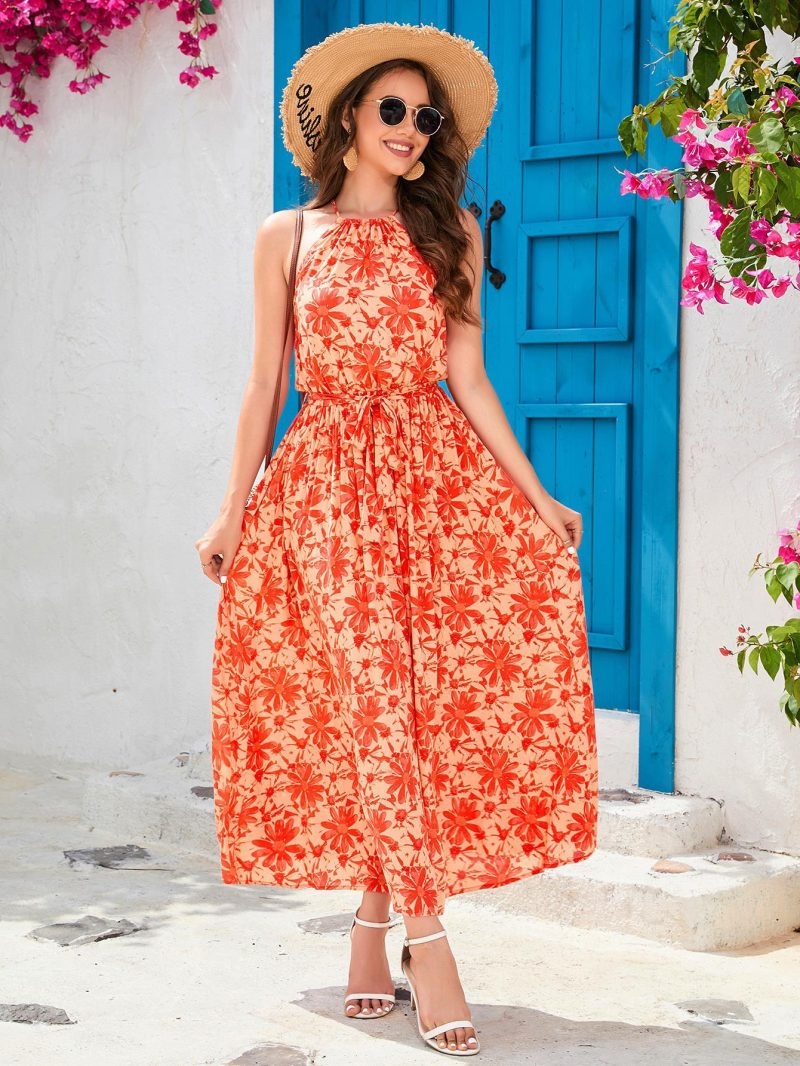 Toperth Tropical Punch Floral Printed Maxi Dress – Toperth