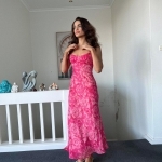 Toperth Sweetheart Neckline Open Back Detail Floral Maxi Dress photo review